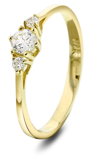 Pan Jewelry, Ring i 585 gult gull med zirkonia, størrelse 50
