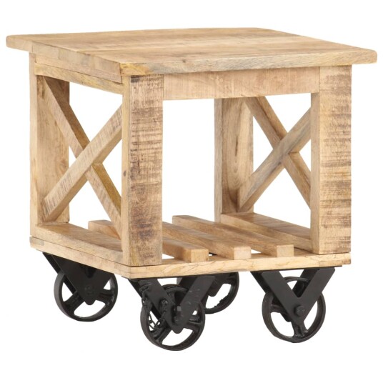 vidaXL Sidebord med hjul 40x40x42 cm grovt mangotre vidaXL Sidebord med hjul 40x40x42 cm grovt mangotre