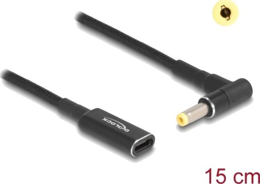 Delock strømadapter - 24 pin USB-C til 4,8 x 1,7 mm DC-jakk - 15 cm