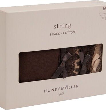 Hunkemöller Multipakk med Bomullsstringtruser Brun
