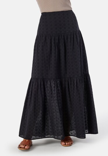 BUBBLEROOM Broderie Anglaise Maxi Skirt Black M