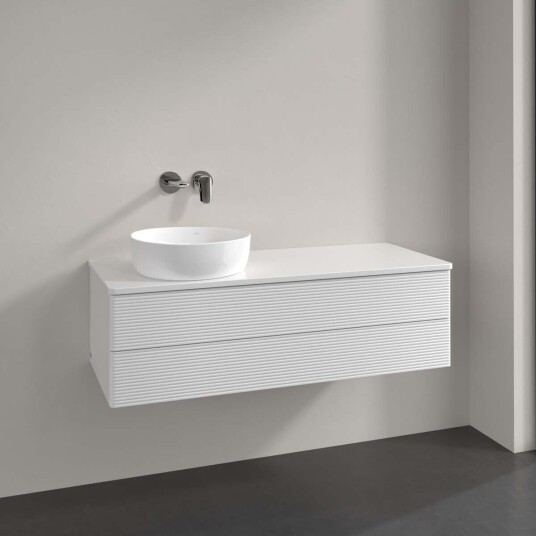 Villeroy & Boch Antao Servantskap med 2 skuffer 120x50x36 cm m/lys Hvit Høyglans Villeroy & Boch Antao Servantskap med 2 skuffer 120x50x36 cm m/lys Hvit Høyglans