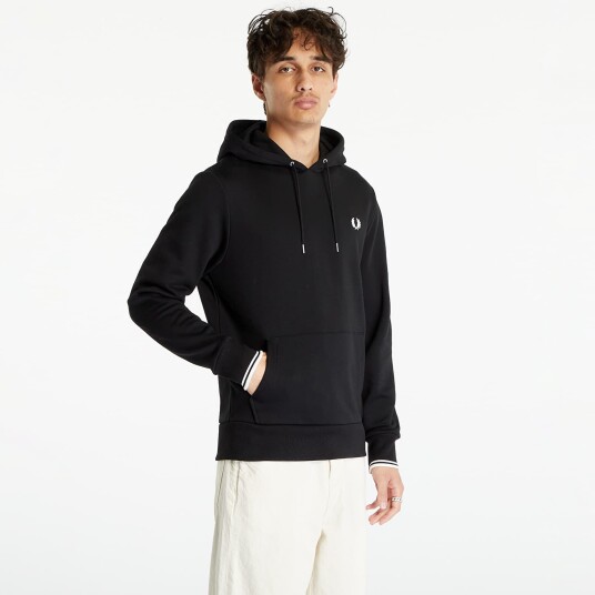 Fred Perry Tipped Hooded Sweatshirt - Black - XL Fred Perry Tipped Hooded Sweatshirt - Black - XL