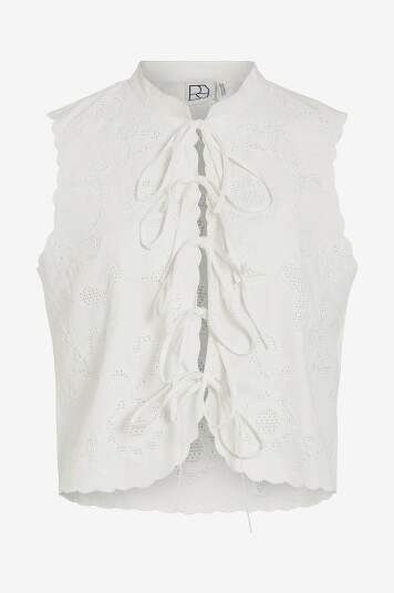 Rouge Edit Bluse rouAmeline S/L China Collar Hvit