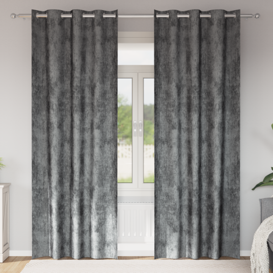 Gardin med gardiner 2 pcs Grå 245 x 140 cm Fløyel
