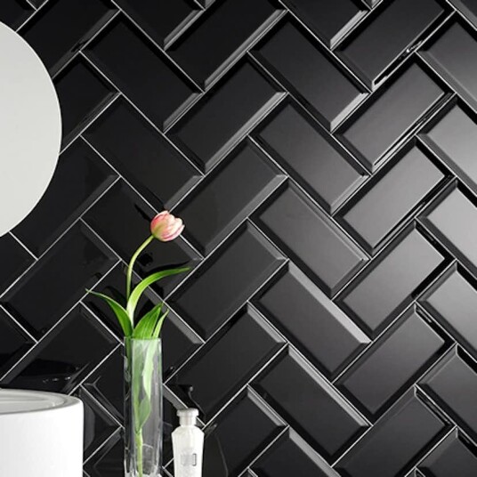 Arredo Flis Color Negro Sort Metro Biselado Blank 7,5x15 cm