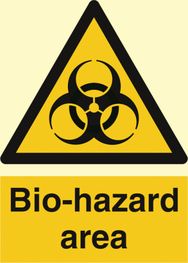 Jo Safety Bio-hazard area Photoluminescent Self Adhesive Vinyl PV NM 200 x 150 mm IMO 107102PVNM