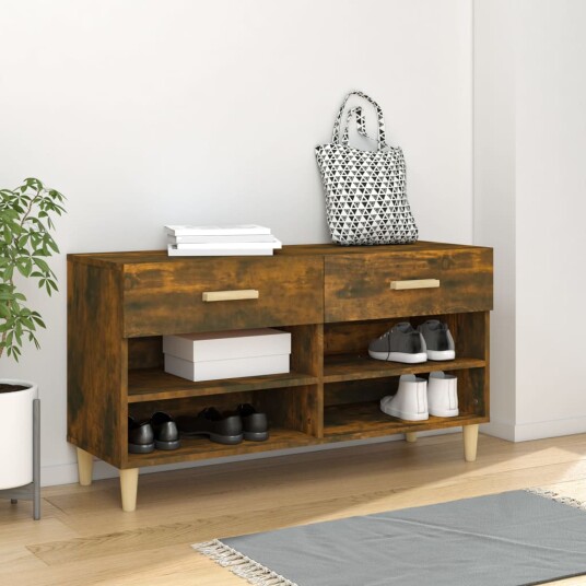 vidaXL Skoskap r?kt eik 102x35x55 cm konstruert tre vidaXL Skoskap r?kt eik 102x35x55 cm konstruert tre