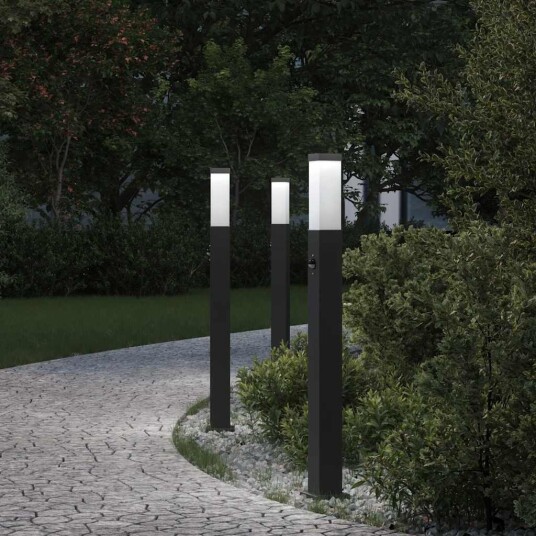 Pullertlys med sensor 3 stk 80 cm svart IP44