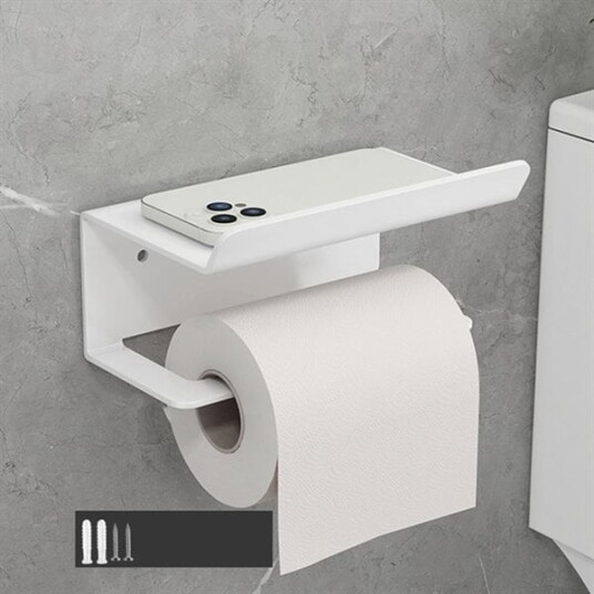 Toalettpapirholder med mobilhylle - Hvit Toalettpapirholder med mobilhylle - Hvit