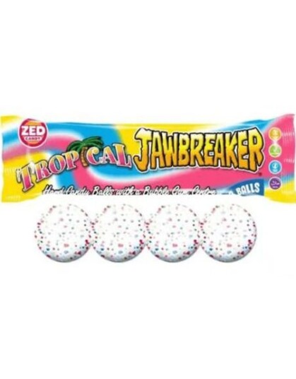 4 pk Zed Jawbreaker med Tropesmak og Kjerne av Tyggegummi 33 g 4 pk Zed Jawbreaker med Tropesmak og Kjerne av Tyggegummi 33 g