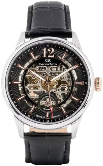 Carl von Zeyten Herreklokke CVZ0080BKRS Schramberg Sort/Lær Ø43 mm Carl von Zeyten Herreklokke CVZ0080BKRS Schramberg Sort/Lær Ø43 mm