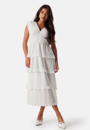 VILA Vilillian V-Neck plisse ankle dress Cloud Dancer 34