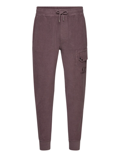 C.P. Company Reverse Brushed & Emerized Diagonal Fleece Mixed Jogger - Burgundy - L