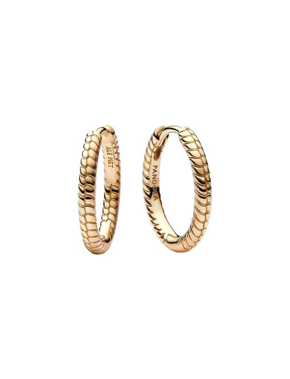 PANDORA Snake Chain Pattern 14K Gold Plated Hoop Earrings Guld One Size