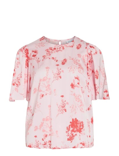 Vila Vithalia Anya 2/4 O Neck Top/Dc   Pink   34