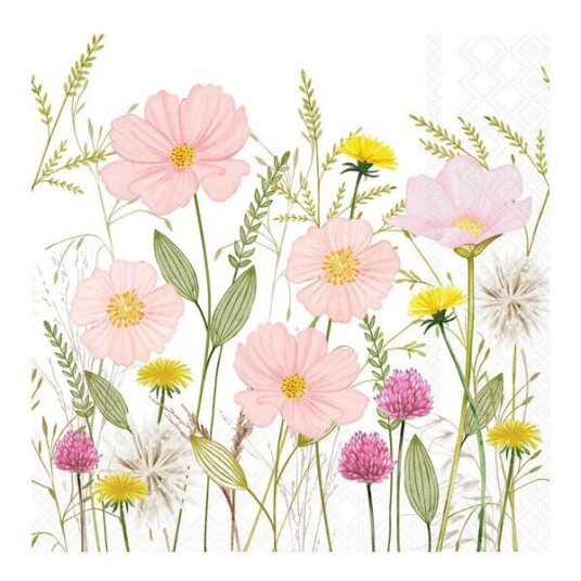 Ambiente Serviett 33x33 cm 20 stk Pastel Flowers White