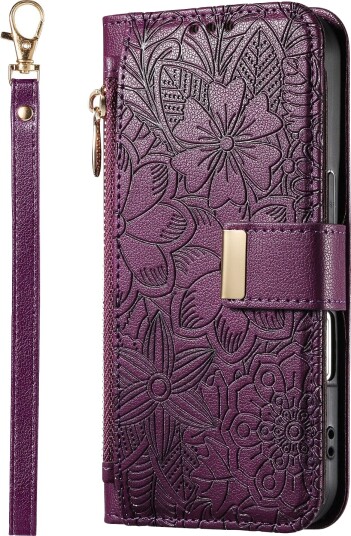 Trolsk Lommebokdeksel med Blomster (iPhone 17 Pro Max) Lilla