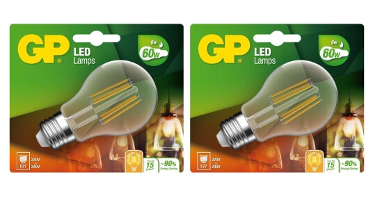 GP - LED Lamp Classic Filament E27 6W 60W 806lm I Bundle 2 Pcs