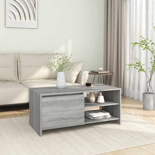vidaXL Salongbord grå sonoma 102x50x45 cm konstruert tre