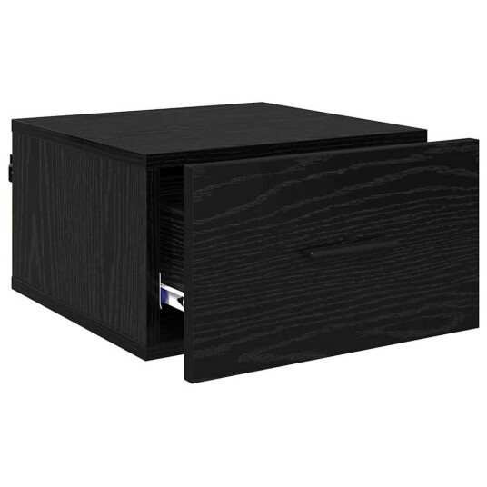 Nattbordskap med skuff Svart eik 35 x 35 x 20 cm Konstruert tre Nattbordskap med skuff Svart eik 35 x 35 x 20 cm Konstruert tre