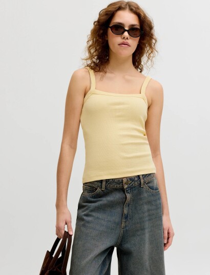 JJXX Jxfifi Str Sl Rib Top Jrs Sn Yellow XL JJXX Jxfifi Str Sl Rib Top Jrs Sn Yellow XL