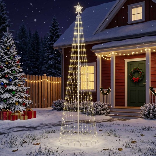 vidaXL LED-juletre 250 cm 470 LED-lys Varmhvit Stål Hvit