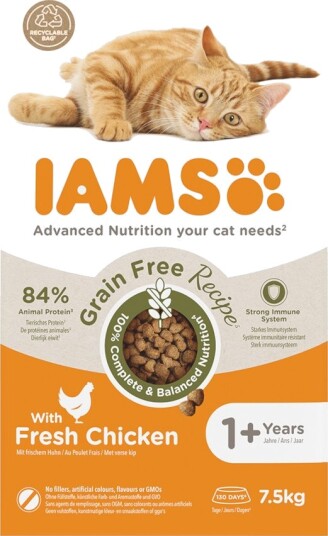 Iams Tørrfôr Advanced Nutrition Grain Free Med Sparepakke Kylling 2 X 7.5 kg