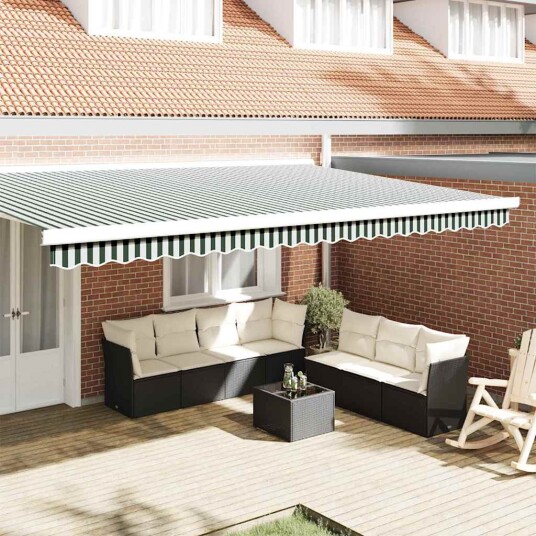 Markise Valance for 5 m Ramme Grønn og Hvit 4.8x0.2 m