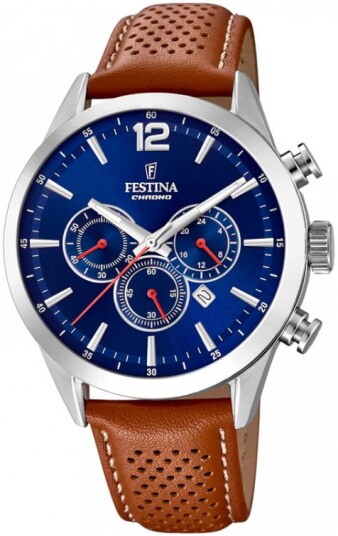 Festina Herreklokke F20542 3 Timeless Blå/Lær Ø43.5 mm Festina Herreklokke F20542 3 Timeless Blå/Lær Ø43.5 mm
