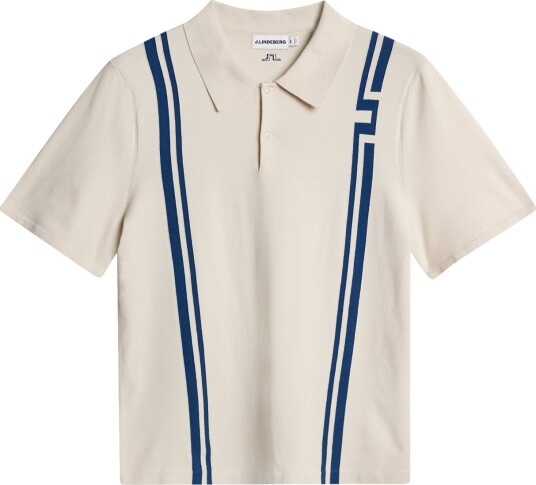 J. Lindeberg Rylan Stripe Knit Golf Polo Cream S