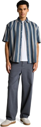 Tom Tailor Loose Heavy Structured Striped Shir   Blue   XL