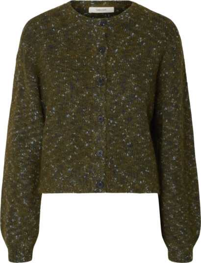 Selected Slwkat Ls Knit Short Cardigan   Green   S