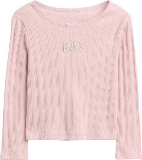 GAP Baby & Toddler Arch Logo Pointelle T Shirt Pink 98 GAP Baby & Toddler Arch Logo Pointelle T Shirt Pink 98