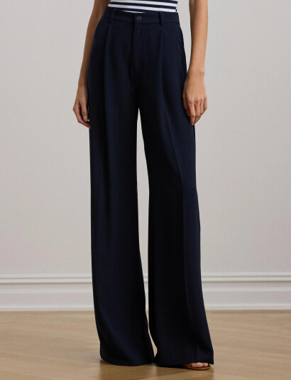 Lauren Ralph Lauren Double Faced Georgette Wide Leg Pant Navy 42 Lauren Ralph Lauren Double Faced Georgette Wide Leg Pant Navy 42