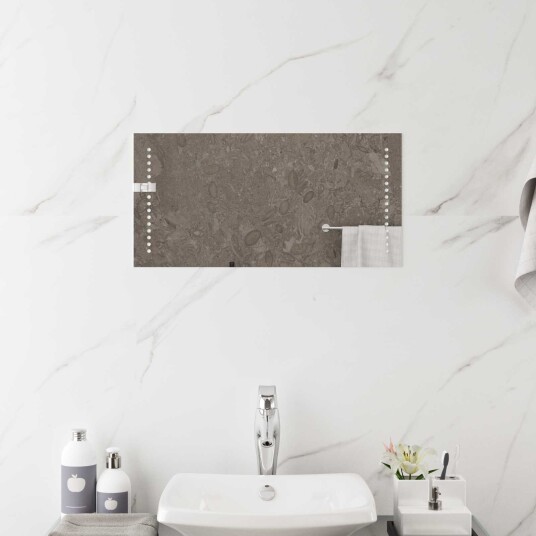 vidaXL LED Badevindu Gjennomsiktig 60 x 30 cm herdet glass Rektangulær