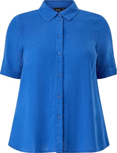 Zizzi Linskjorte vLina S/S Blå