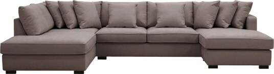 Rossita 5 seters Venstrevendt U formet Dyp Sofa med Divan og Sjeselong i Stoff   Brun
