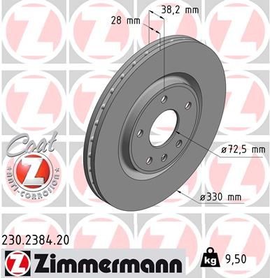 Bremseskive ZIMMERMANN 230.2384.20 Bremseskive ZIMMERMANN 230.2384.20