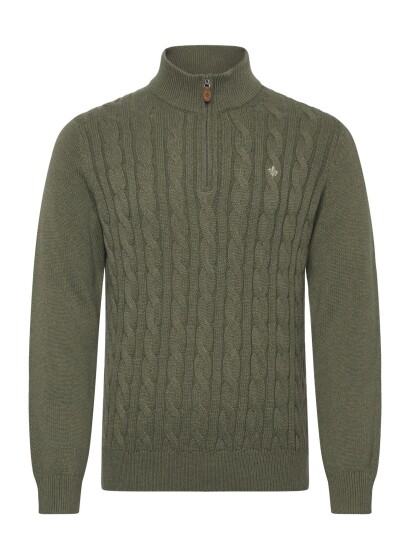 Morris Nathan Cable Half Zip Khaki green XL