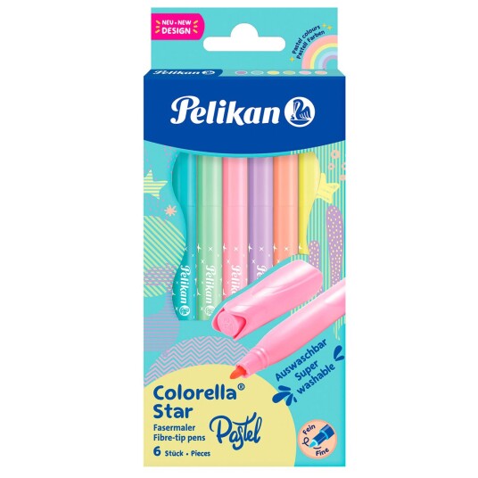 Pelikan Colorella Star Filt Tip Tusch 6stk Pastel