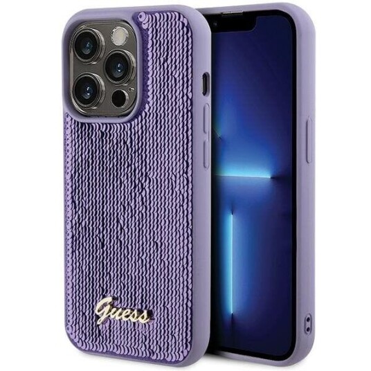 Guess Case For Iphone 15 Pro 6,1&Amp Amp Quot  Guhcp15lpsfdgsu Purple Hc Sequin Script Metal