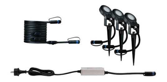 Paulmann - Plug & Shine 3 LED Hage Lampe Sting IP67 Anthracite