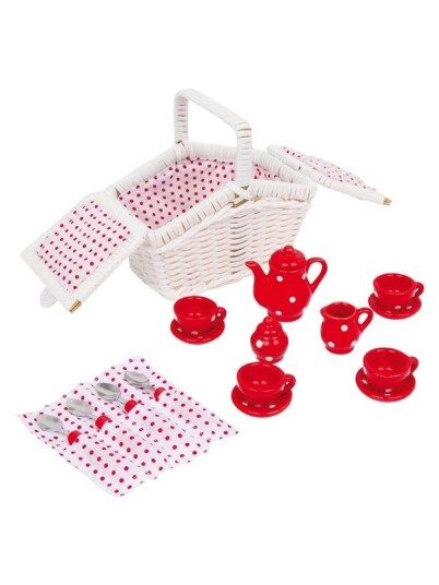 Small Foot - Wooden Picnic Basket Tina with Crockery 19dlg. Small Foot - Wooden Picnic Basket Tina with Crockery 19dlg.