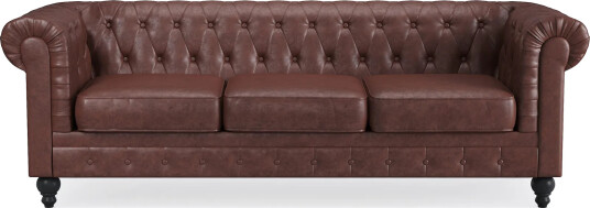Chesterfield Lyx 3 seter Dyp sofa kunstskinn Mørk brun PU Chesterfield Lyx 3 seter Dyp sofa kunstskinn Mørk brun PU