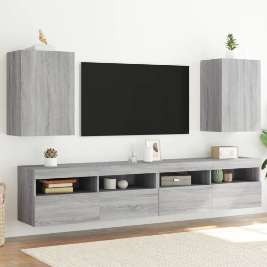 vidaXL Vegghengte TV-benker 2 stk grå sonoma 40,5x30x60 konstruert tre 8721012255050