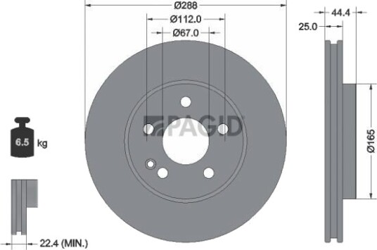 PAGID 54320NHC Bremseskive PAGID 54320NHC Bremseskive
