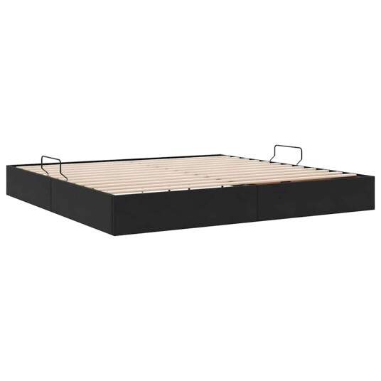 Seng med Oppbevaring med madrass Svart 200 x 200 cm Fløyel
