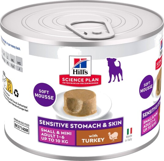 Hill'S Science Plan Sensitive Stomach & Skin Small & Mini Mousse Sparepakke Kalkun 24 X 200 G 