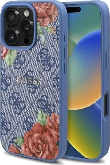 Guess MagSafe Deksel til iPhone 16 Pro med Blomsterprint - Blå
